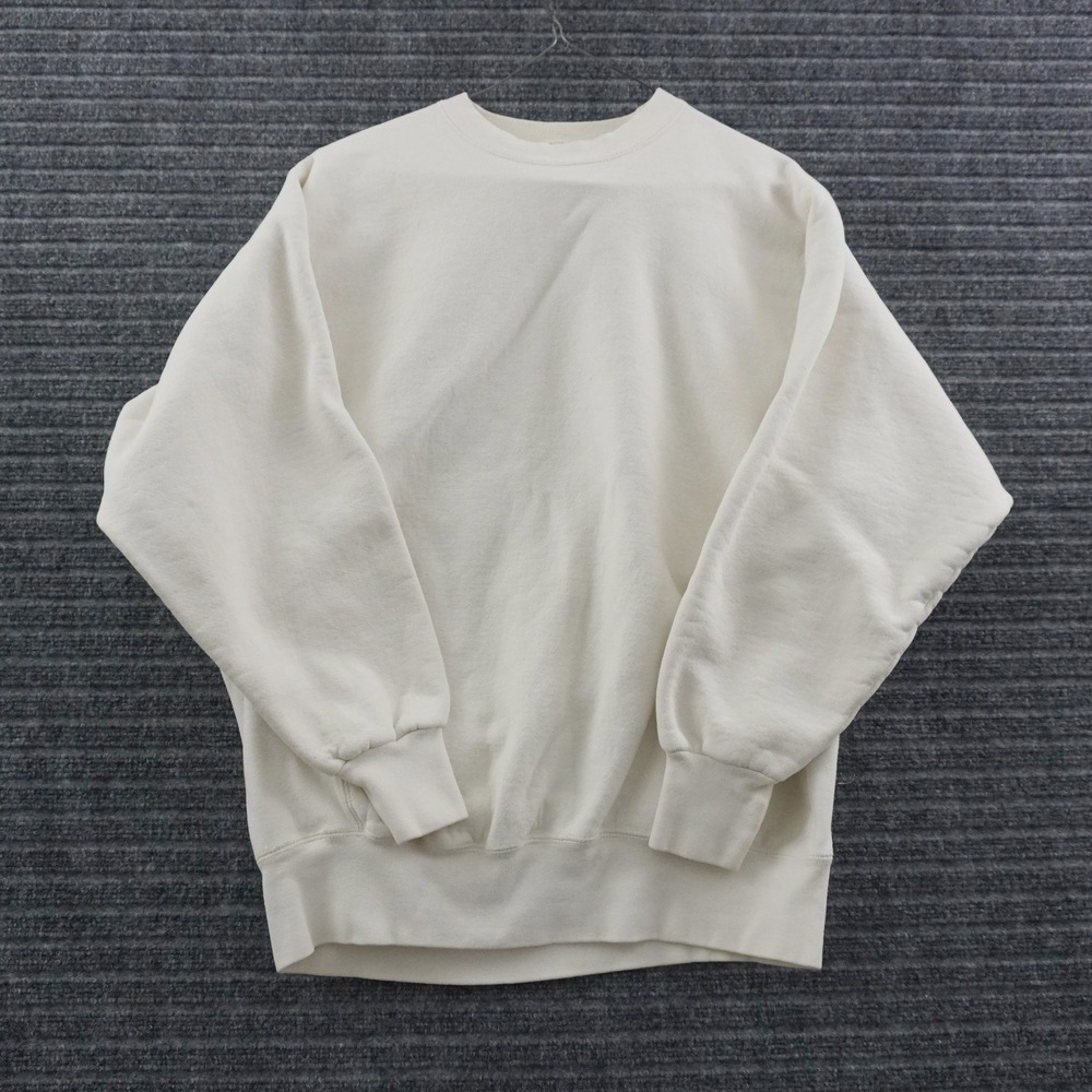 Vintage 90s Pluma Sweatshirt Mens Large White Heavyweight Cotton Blank USA